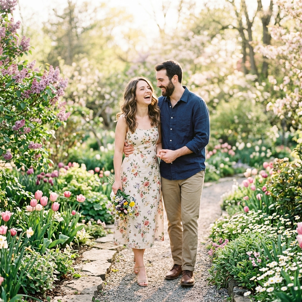Ana y Carlos en el jardín